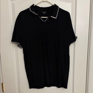 Express Black Polo with White Accents